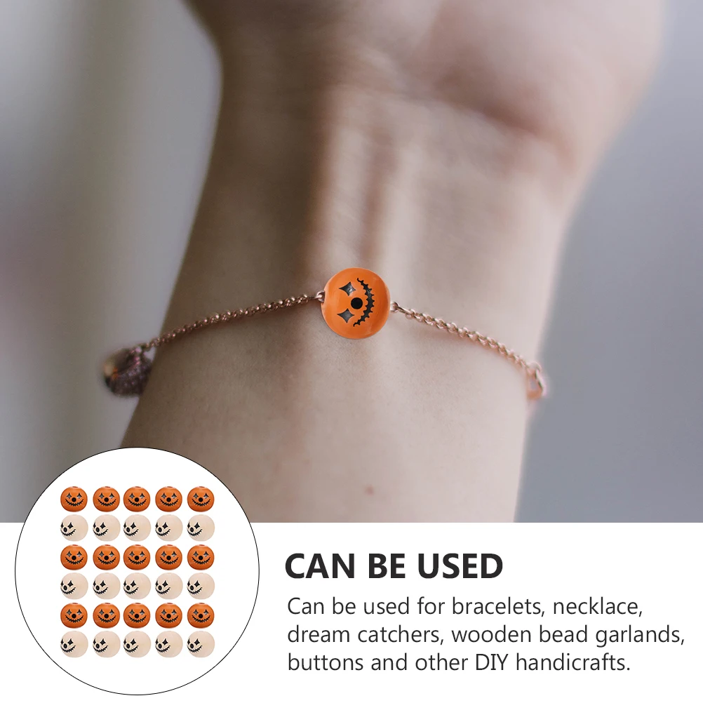 

60 Pcs Decorations Wooden Bead Tassel Accessories Printing Beads for Pendant Making Jewelry DIY Spacer