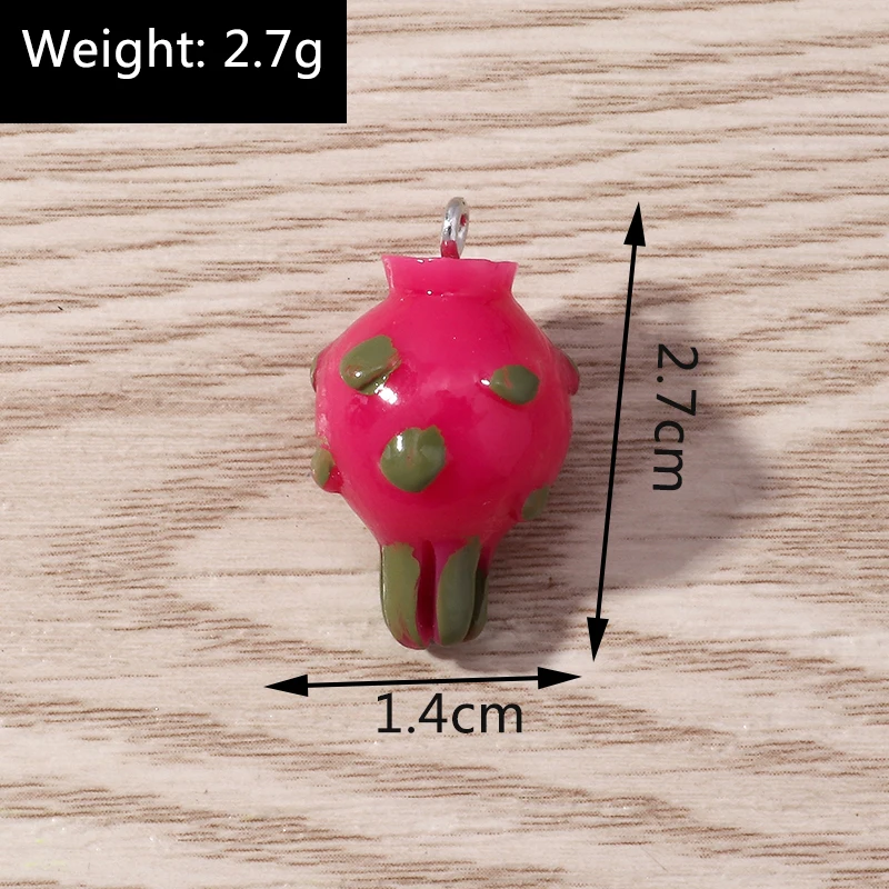 10pcs 14x27mm Resin Fruit Pitaya Charms Pendants for Jewelry Making Women Cute Drop Earrings Necklaces DIY Keychains Crafts Gift