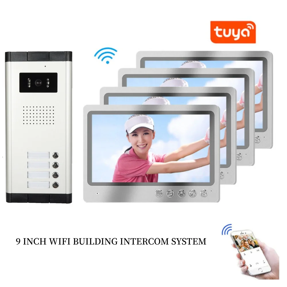 

2-12 Unit Large Screen Apartment Building WIFI Video Intercom System 9 Inch Tuya Video Doorbell DoorPhone for Multi Units Flats