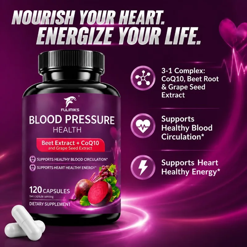Beet Roots Capsules with CoQ10, Support Blood Pressure, Healthy Blood Circulation & Heart Healthy, Boost Energy Immune System