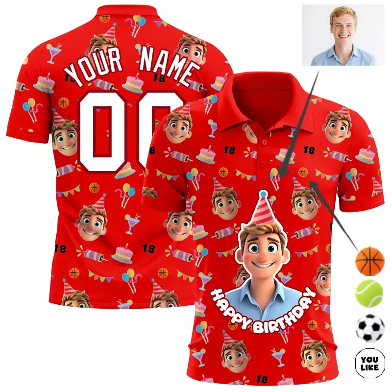 

Summer Shirts Women For Men Custom Birthday Polo Shirt 3D Printed Short Sleeve T Shirts Tops Customize your name, number, avatar