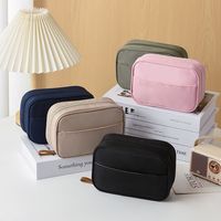 Zipper Nylon Makeup Bag Oxford Cloth Large Capacity Square Cosmetic Bag Clutch Bag Multifunctional Skincare Storage Bag Travel