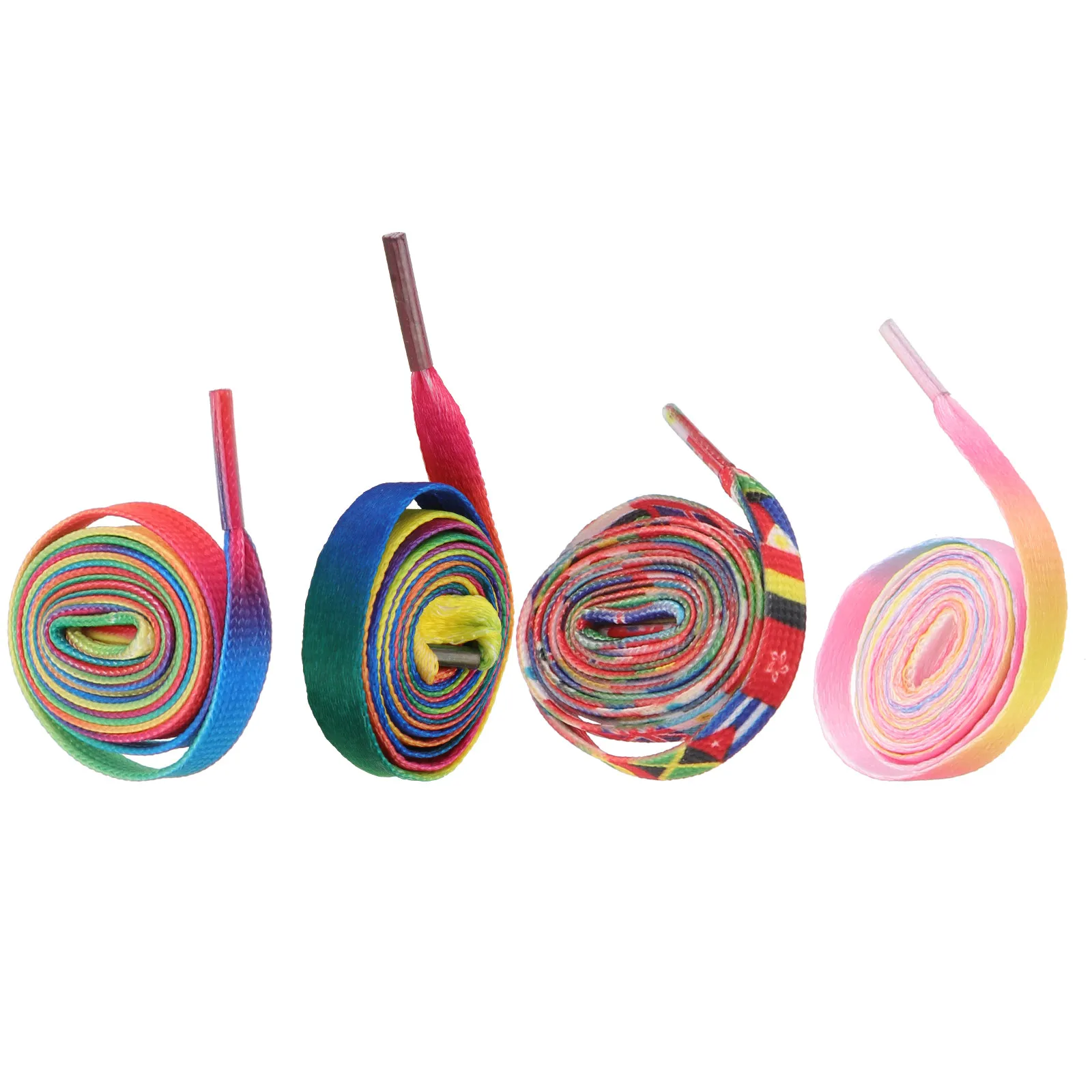 

4pcs Roller Skate Shoelaces Colorful Flat Polyester Shoe Ties For Sneakers Elastic Durable Printed Footwear Accessories Casual