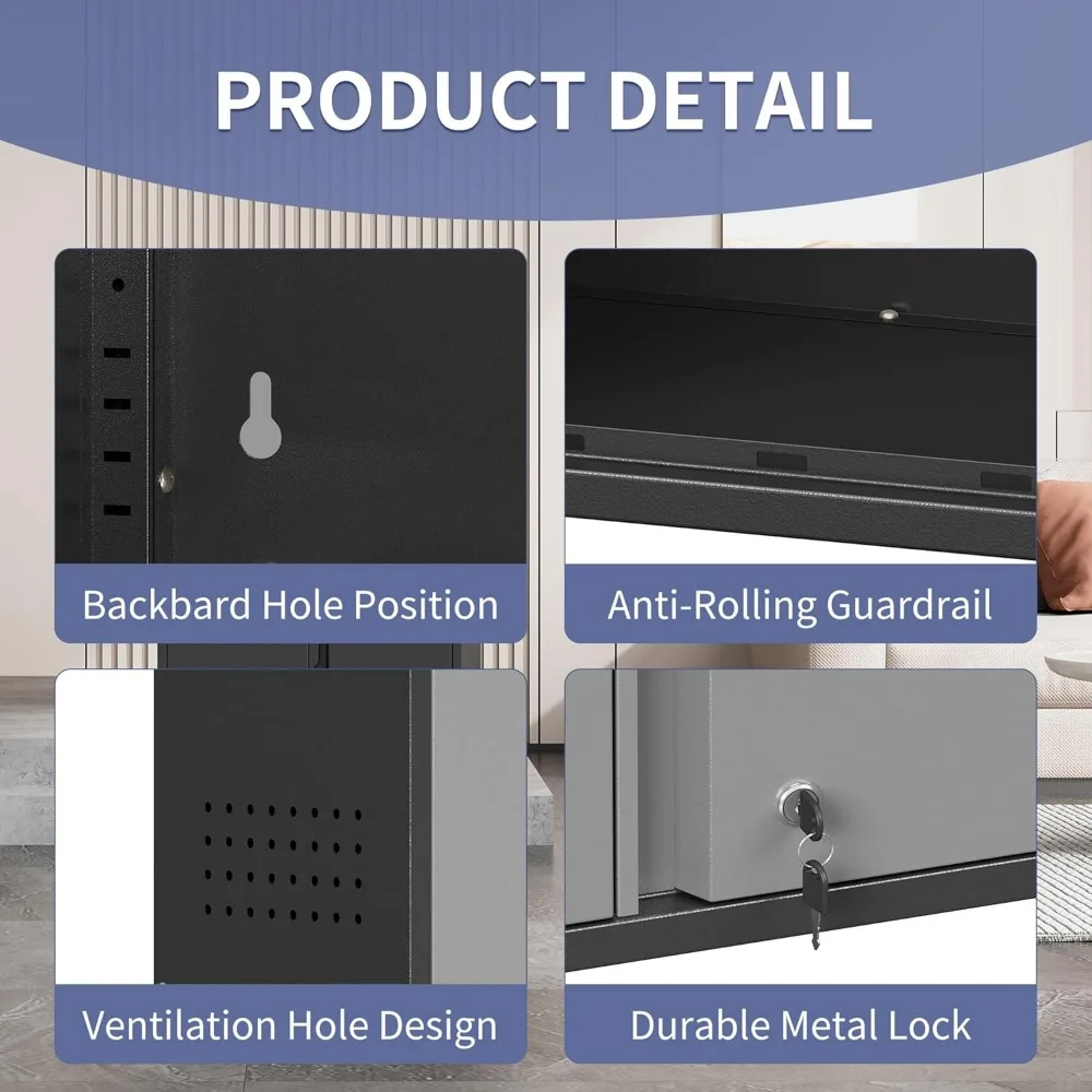 Металлические гаражные настенные шкафы с двумя дверцами, регулируемая полка, запираемый, черный, плавающий шкаф для хранения инструментов с перфорированной доской