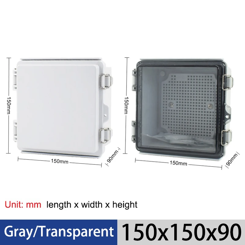 IP67 waterdichte grijze/transparante afdekbehuizing aansluitdoos ABS kunststof scharnierbehuizing voor buiten elektronisch instrument