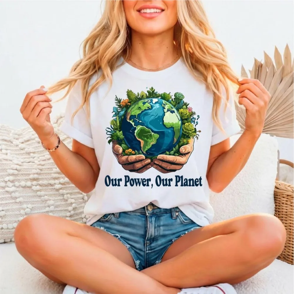 Our Power Our Planet Shirt 2026 Earth Day Tee Women Earth Day Activist Tops Nature Lover Shirt Protect Our Planet Tee