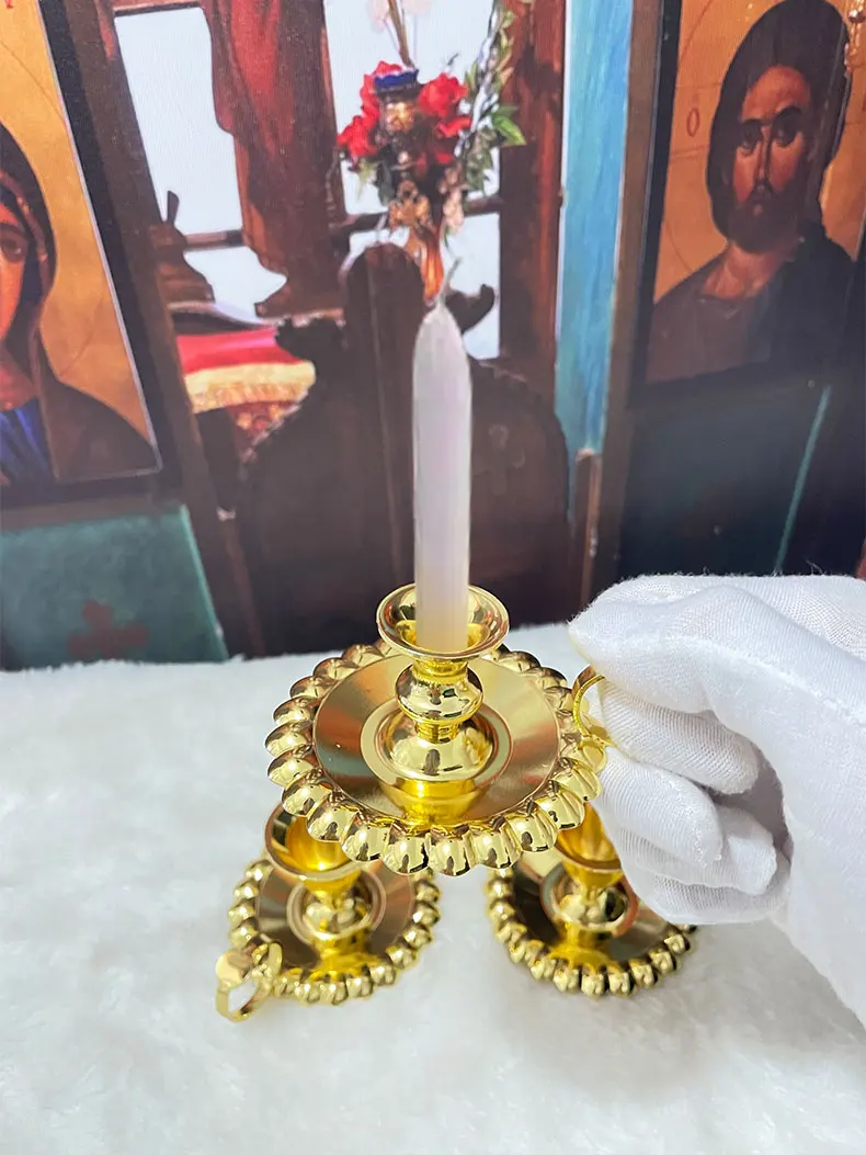 HTISOK Orthodoxe Kirche Haus Villa Kunsthandwerk Kerzendekorationen Komposit-Kerzenhalter Wohnzimmerdekoration Partydekoration – Detail 8