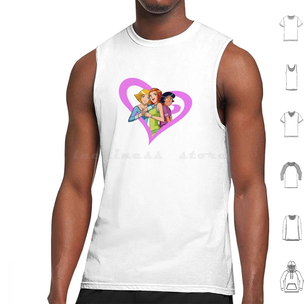 

Totally Spies! Best Friends Forever! Tank Tops Vest Sleeveless Totally Spies Spies Anime Cartoon Y2k Pink Alex Sam Clover