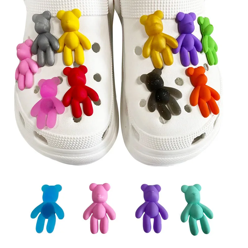 New Arrival 1-12Pcs Adorable Bears PVC Bright Color Slipper Shoes Accessories Fit Kids Backpack Charms Party Gifts