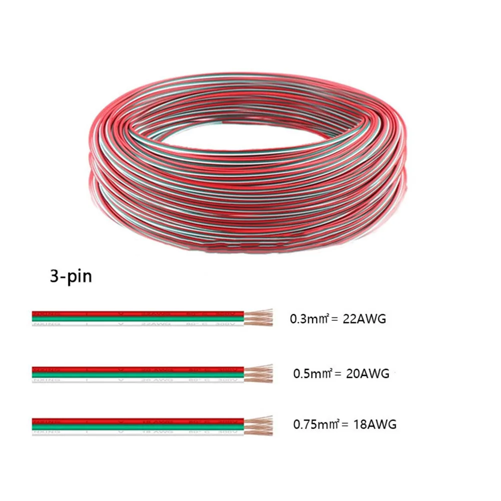 3 Color Wire 10meter Extension Cable Electronic Equipment Dampproof Properties Heat Resistance High Conductivity Low Resistance