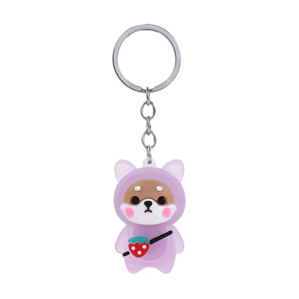 

Boy Girl Cartoon Bag Key Chain Bear Pendant Shiba Inu Key Rings Keychain Doll Pendant Flashing Light Keychain