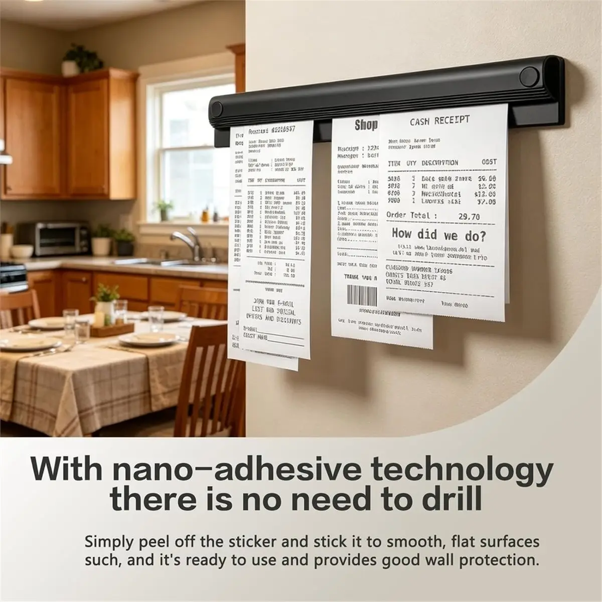 4Pcs Tab Grabber, Ticket Holder Receipt Holder for Restaurant Refrigerator 30CM No Drill, for Cafes,Bars, Restaurant