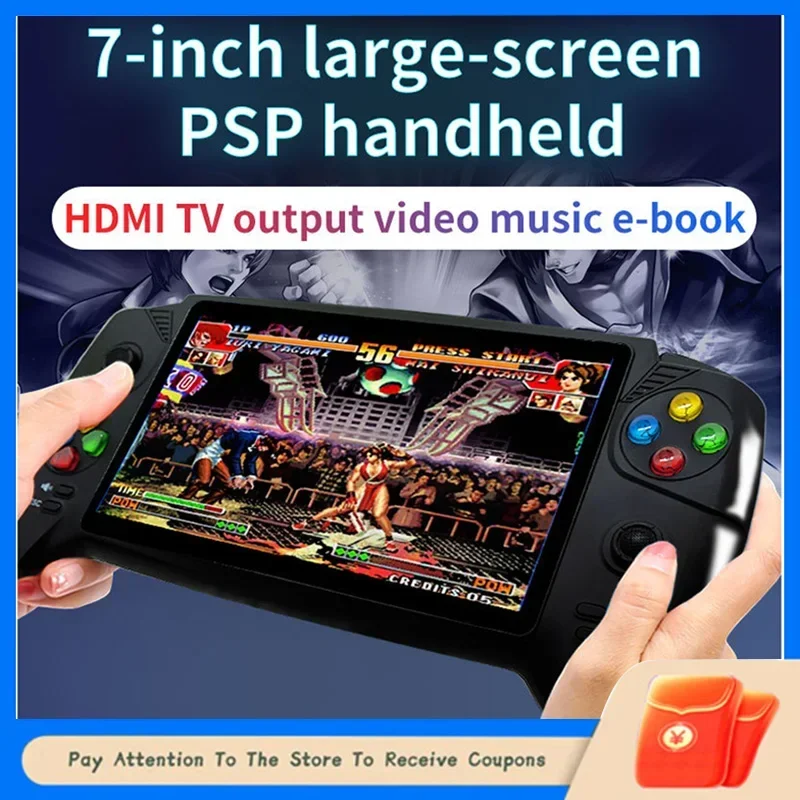 

2023 New 7-Inch Large Screen Handheld Game Players Classic Retro Game Console 10000+ Dual Joysticks For Ps1 Gba Nes Game Player