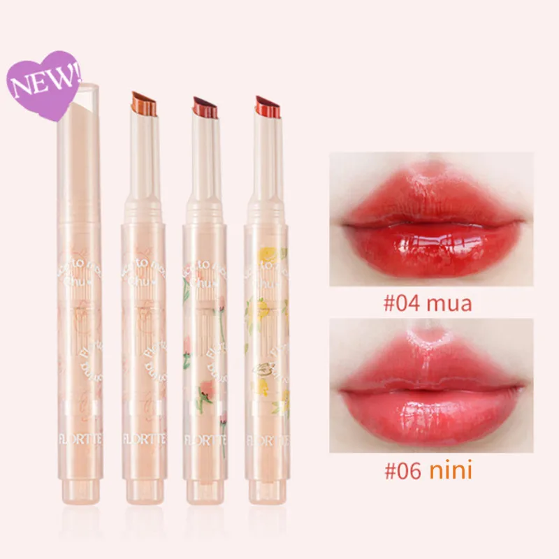 Flortte Gelee Lippenstift Kristall feuchtigkeit spendende Lippen balsam wasserdichte langlebige Spiegel Wasser licht Lip gloss feste Lippen glasur