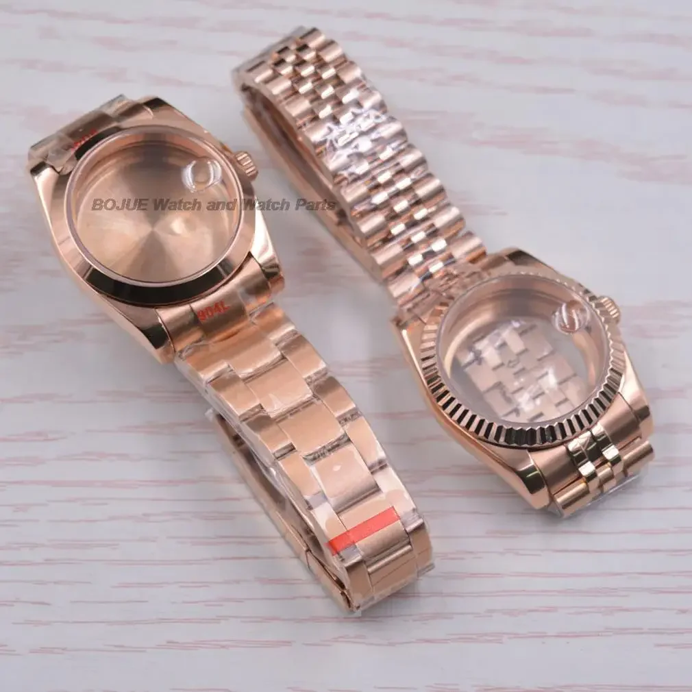 36mm/39mm Rose Gold NH35 Case Strap Men Watch Parts for Datejust NH36 Automatic Mechanical Movement Sapphire Glass Repair Tools
