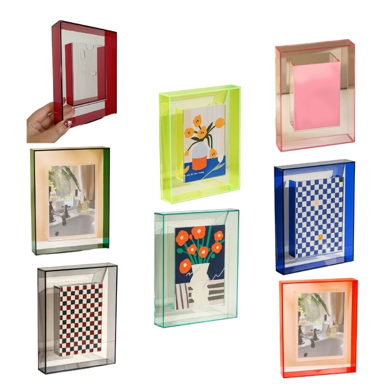 Modern Acrylic Picture Photo Frame Holder Clear and Colored Acrylic Photo Storage Frame 95AA