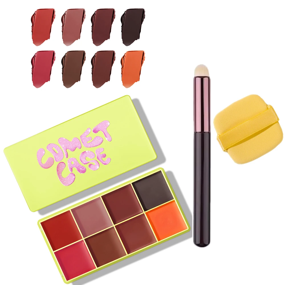 Paleta de Creme Multifuncional para Sobrancelhas, Blush e Iluminador, Paleta de Sombras de Longa Duração com Acabamento Matte e Cintilante, com Pincel e Esponja Grátis