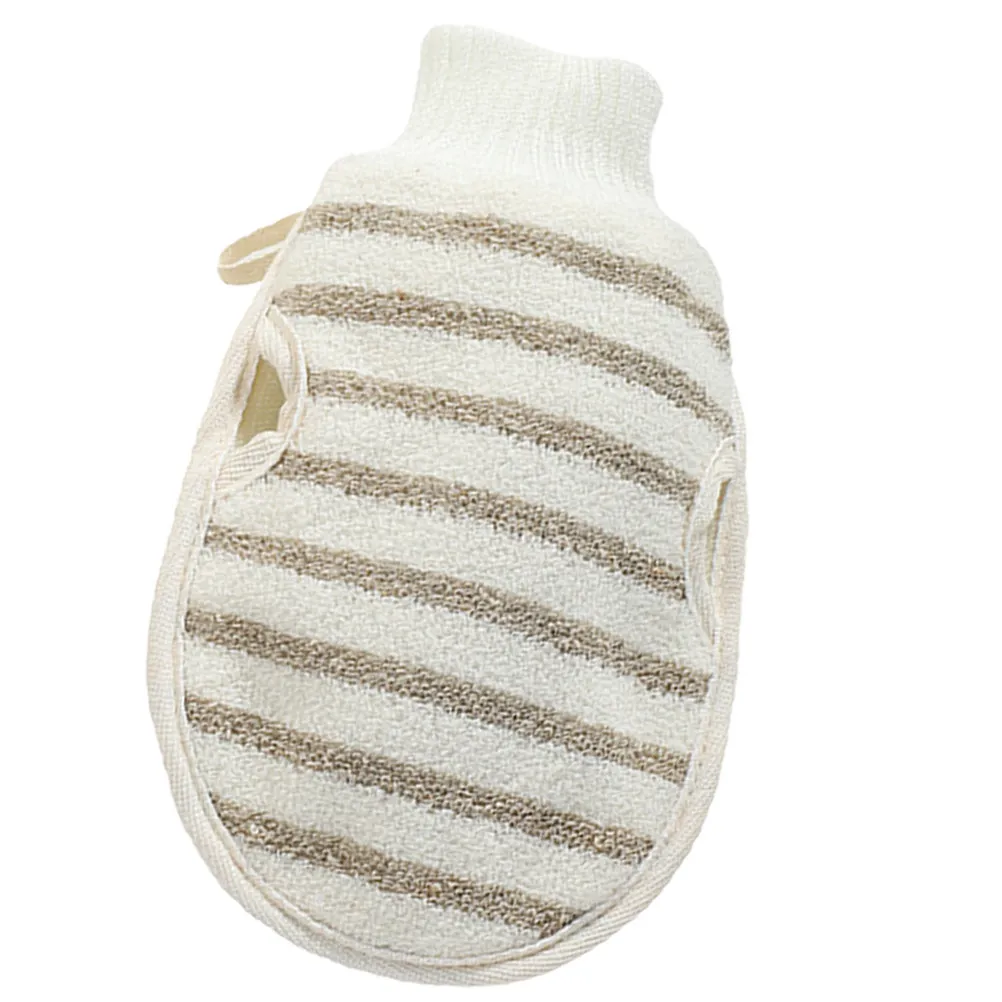 

Exfoliating Shower Mitt Soft Flax Material Double Sided Bath Glove for Thorough Dead Skin Removal and Easy Back Scrubbing