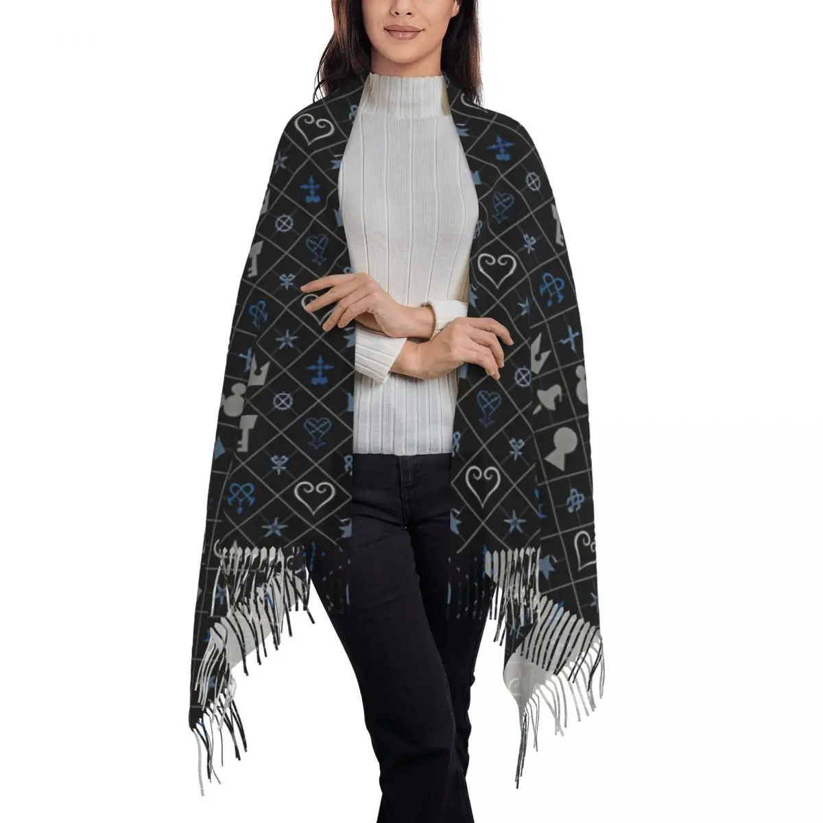 Long Autumn KH Pattern Neck Shawl Birthday Female Warm Outwear Echarpe