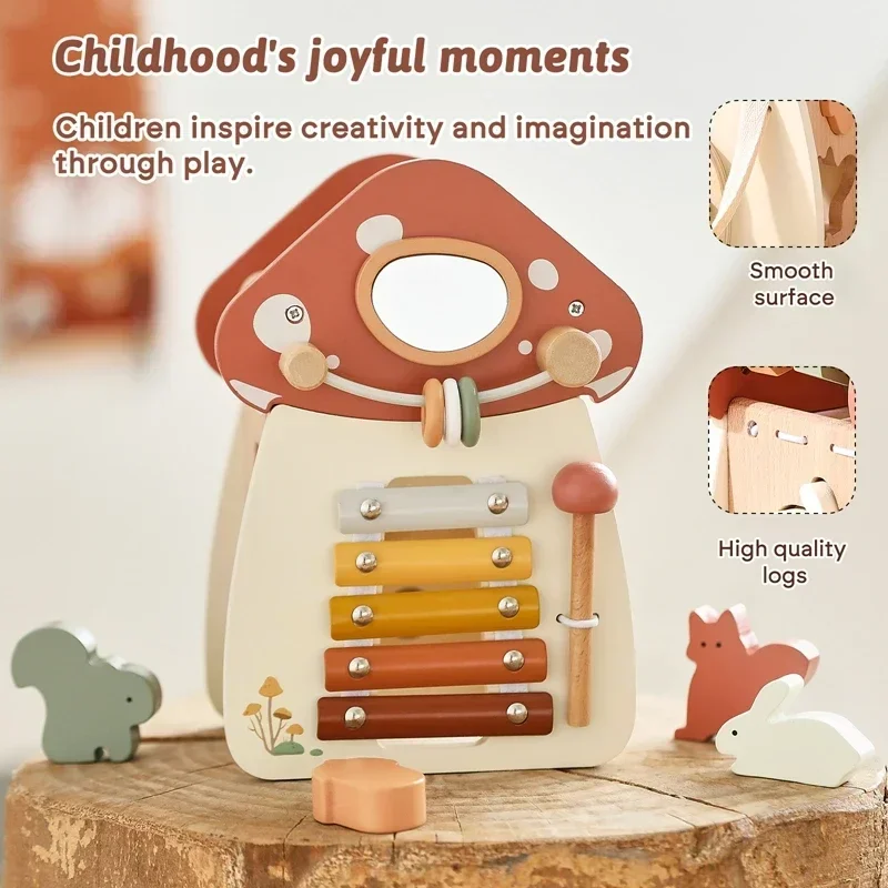 Jouet Montessori en Bois pour Bébé, Puzzle d'Empilage de Château, décennie s de Maisons pour Enfants, Cadeau de Jeu d'Éducation de la Petite Enfance, 5 en 1, Pièce plus lente