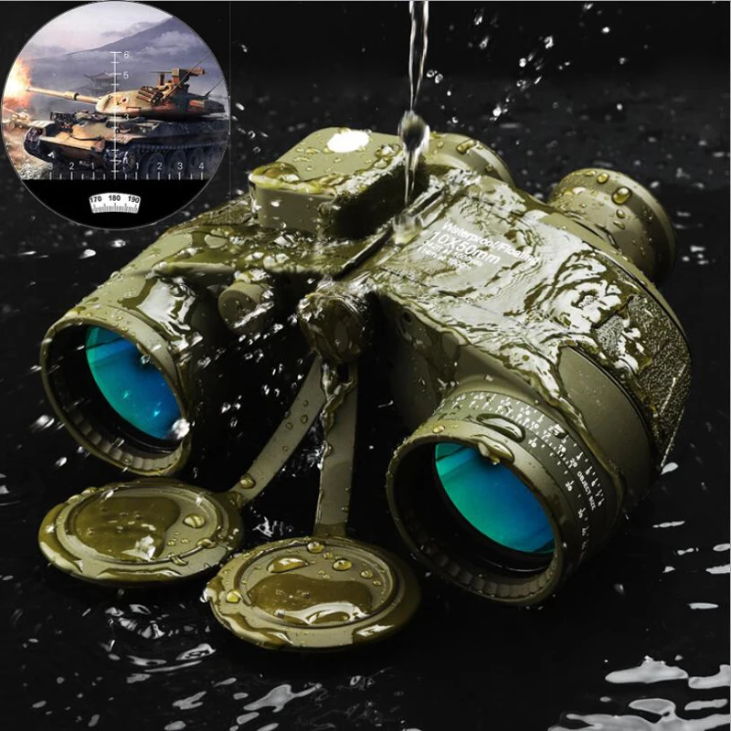 

10X50 Marine Binoculars with Rangefinder Compass IPX7 Waterproof Binocular for Adults with BAK4 Prism FMC Lens for Bird Watching