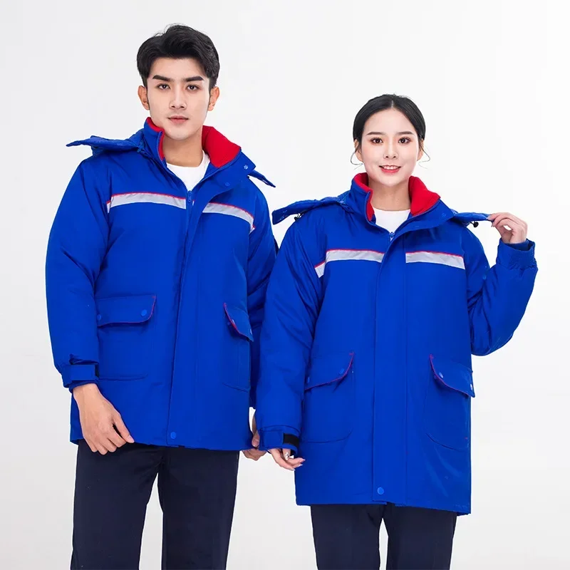 Winter Work Clothing Gas Station Anti-static Cotton Padded Uniforms Thick Warm Long Coverall Thermal Worker Suit Jacket Coat 4xl