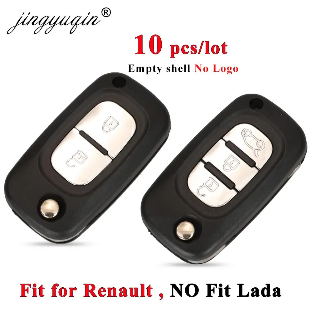 jingyuqin 10pcs 2/3 Buttons Flip Remote Car Key  Shell Case for Renault Fluence Clio Megane Kangoo