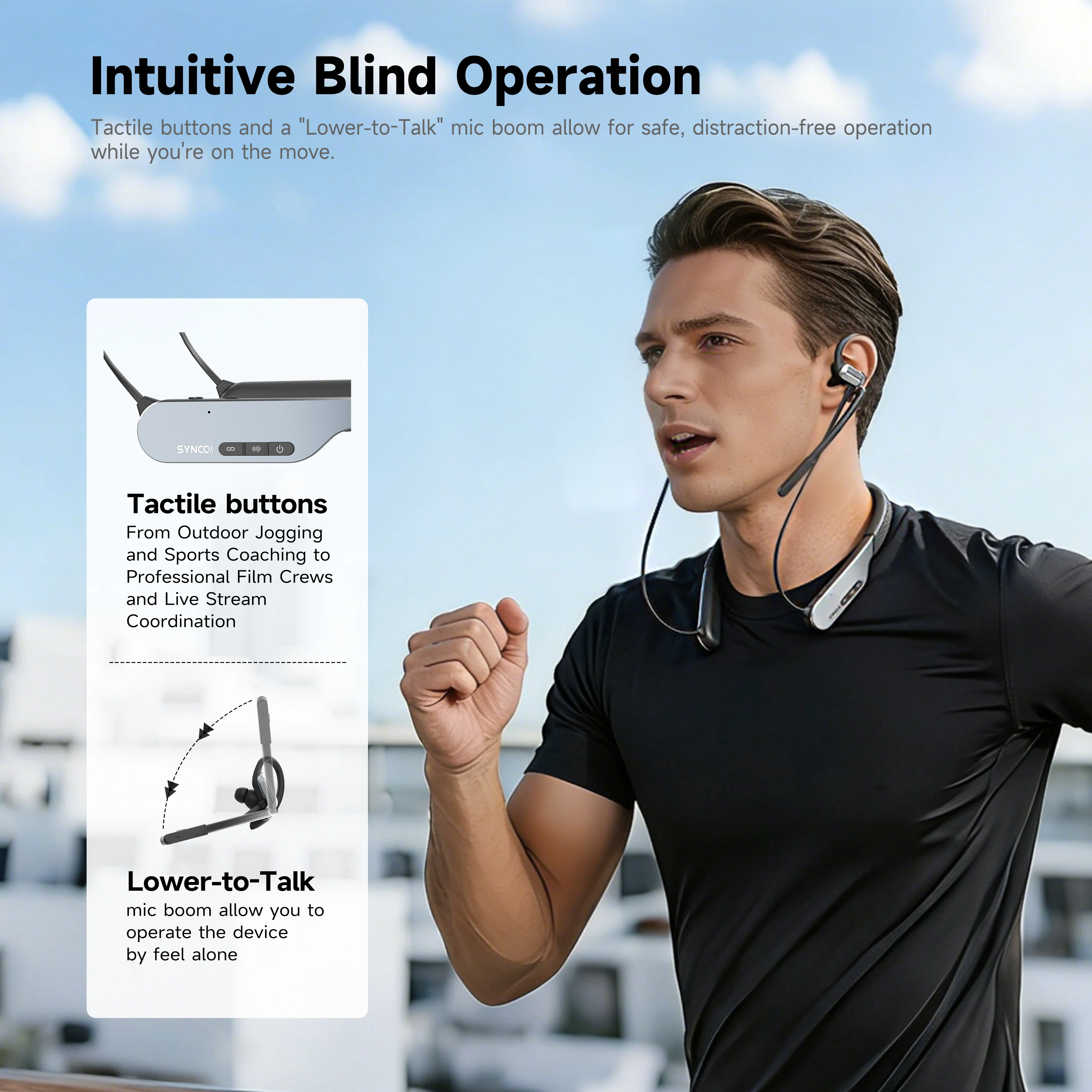 Synco Xtalk S1 S2 S5 Full-Duplex 2.4G Wireless Intercom Headset System Dual-mic Noise Cancellation 250m Transmission view 4