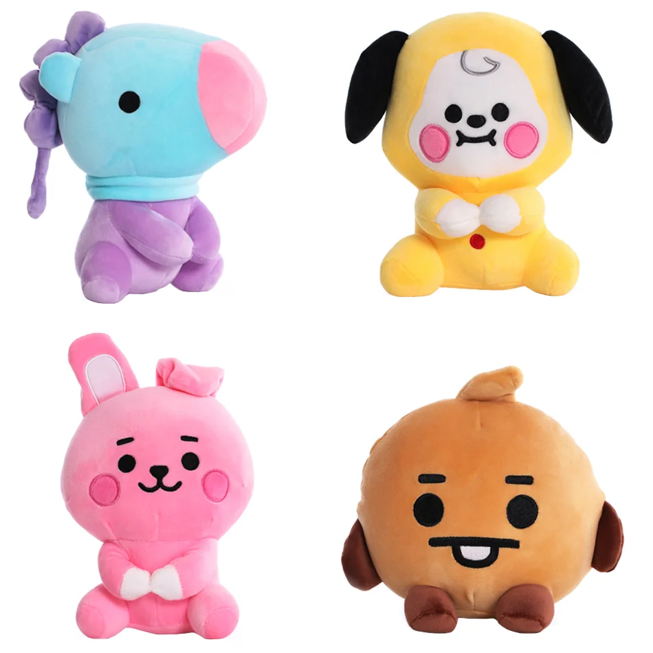 Bt21 bonecas de pelúcia tata koay shooky mang cooky chaveiro de pelúcia saco pingente ornamento anime dos desenhos animados brinquedos de pelúcia macios presente para crianças