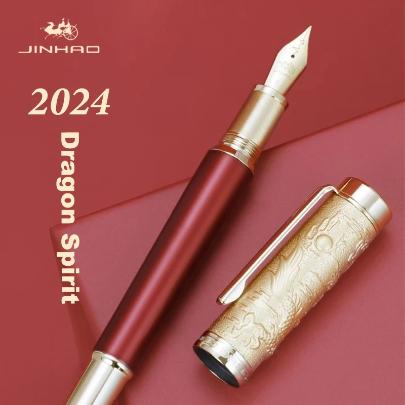 jinhao 2024 dragao espirito caneta fonte luxo f batimento cardiaco nib metal caneta estudante escola papelaria negocios material de escritorio presente 01