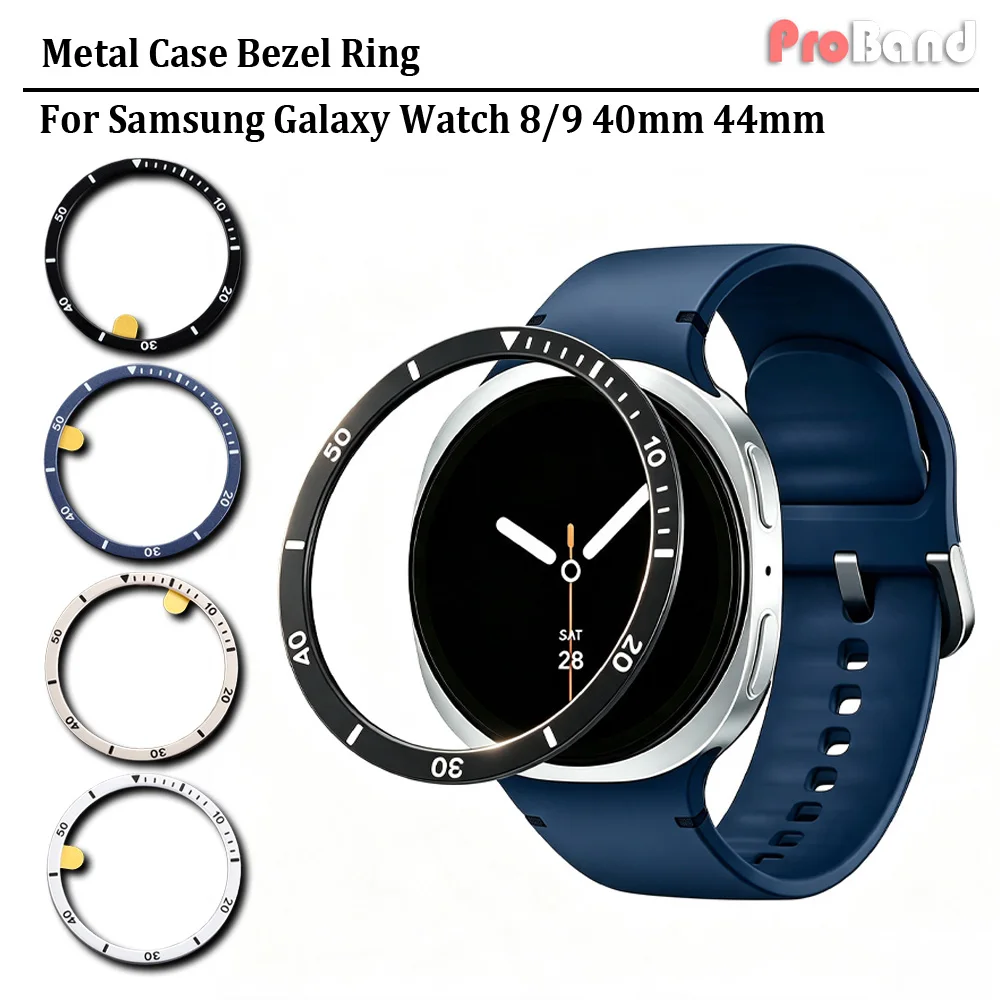New Bezel Ring for Samsung Galaxy Watch 8/9 40mm 44mm Watch Case Metal Frame Protector Time Speed Scale Cover Bumper Accessories