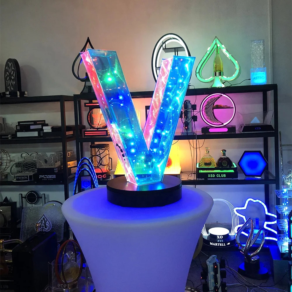 

Party TOP hot sales large led acrylic flash letters 3D Acrylic Luminous White Blue Green Red neon sign lights LED sign Favor DJ