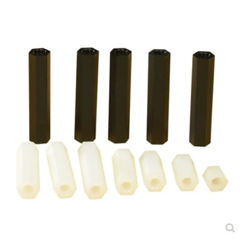 

10-100PCS Female-Female Nylon Standoff M2 M2.5 M3 M4 White Black Plastic PCB Spacer Column
