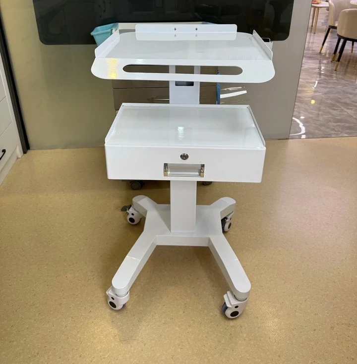 Dental Mobile Mouth Scan Trolley Multifunctional Instrument Cart Oral Endoscope Notebook Medical Display Table