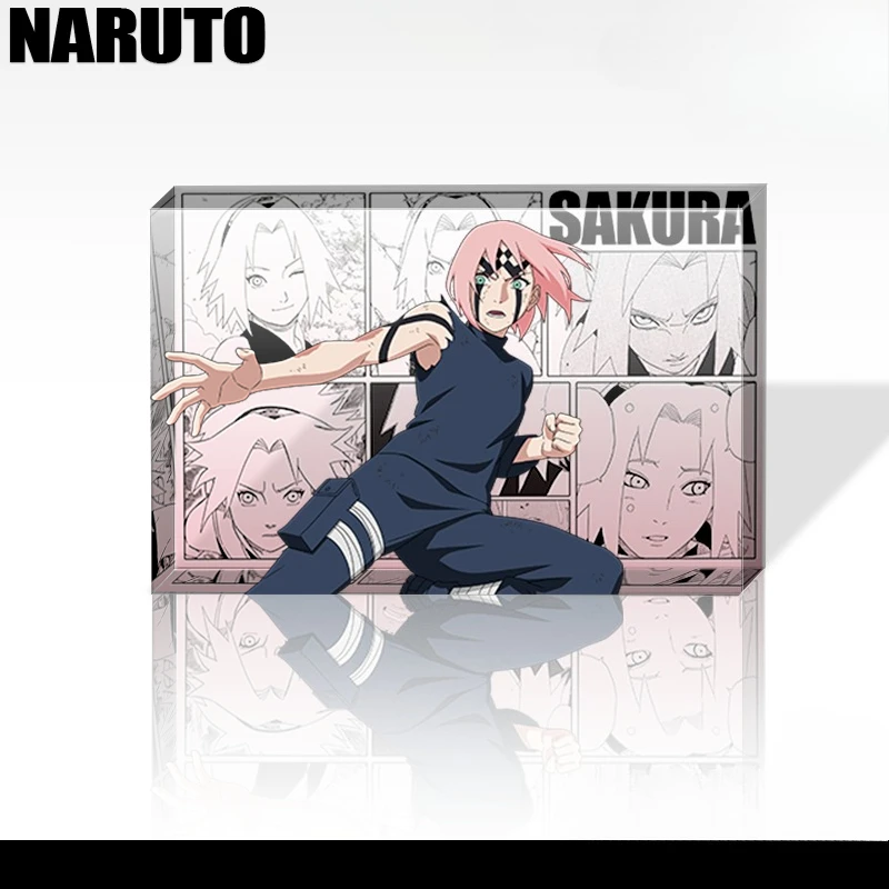 Naruto uchiha sasuke anime bidimensional acrílico cristal tijolo ornamento personalidade criativa figura modelo suporte presentes do feriado