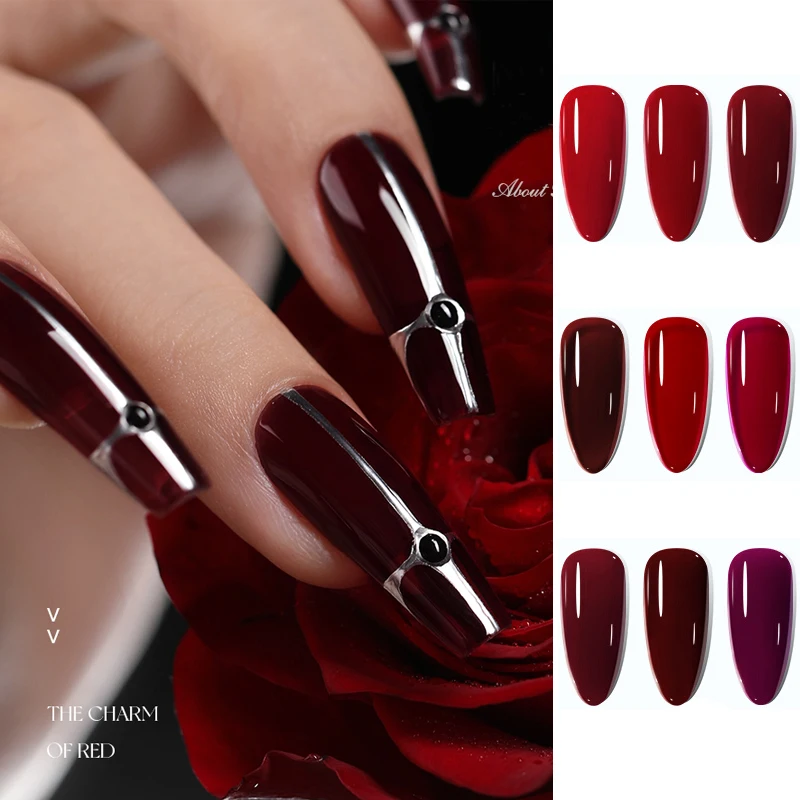 

CHUNSHU High Quality Gel Nail Polish Wine Red Color Soak Off UV LED Gels Pro 10ML Semi Permanent Autumn/Winter Nail Art Varnish