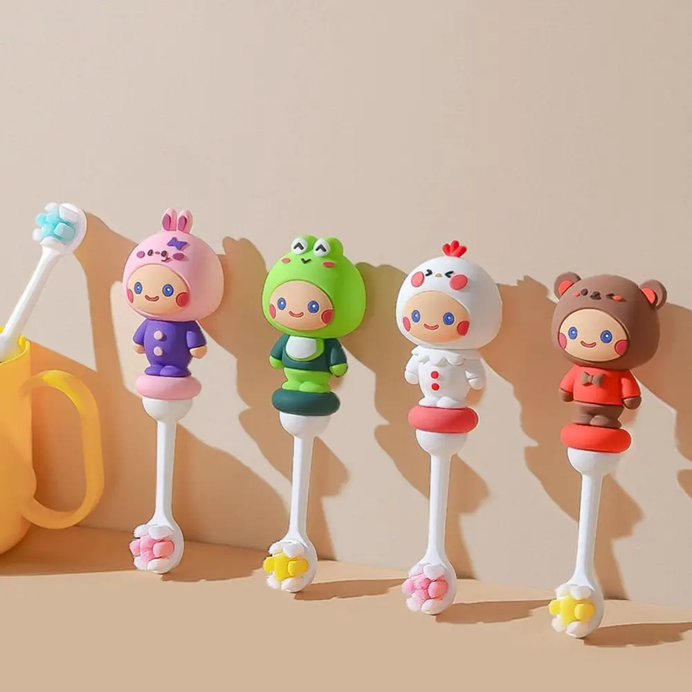 Soft Bristles Cartoon Children's Tooth Brushes Cute Animals Mouth Cleaning Brushes Anti Slide Handle Food Grade