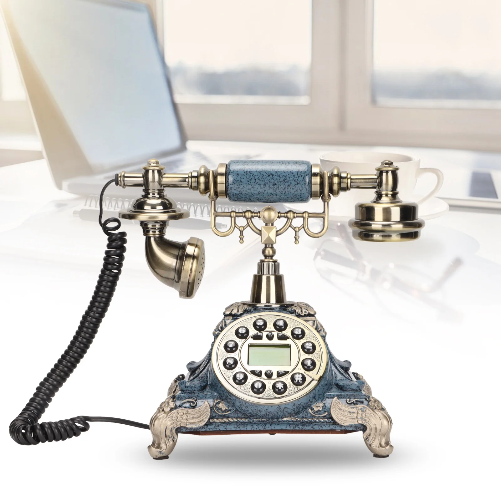 Vintage Telephone Hands  Call IP Function Antique Telephone Push Button Week Multifunctional for Home for Office for Hotel