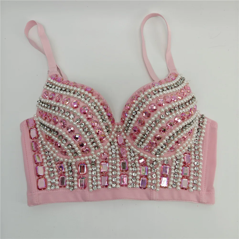 Acrylic Bubble Bead Fishbone Shaping Bra Hand-Sewn Drill Heavy Embroidery Wrap Adjustable Suspenders Bouncer'S Robe
