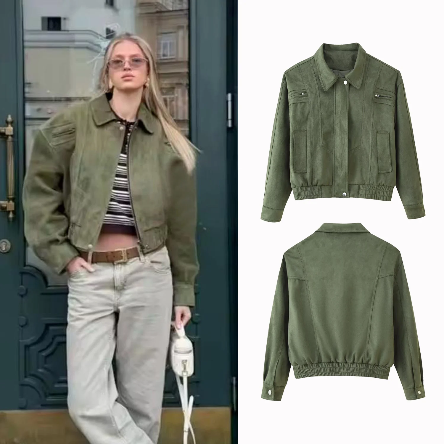 

Motor Short Womens Jacket Coat Elastic Hem Long Sleeve Jackets For Women Autumn Winter Zipper Coat Fashion Female Jackets