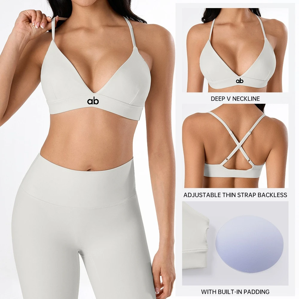 Women Adjustable‑Straps Criss‑Cross Back Wire‑Free Sports Bra Push‑Up Shock‑Absorbing Padded Quick‑Dry Yoga Workout Top
