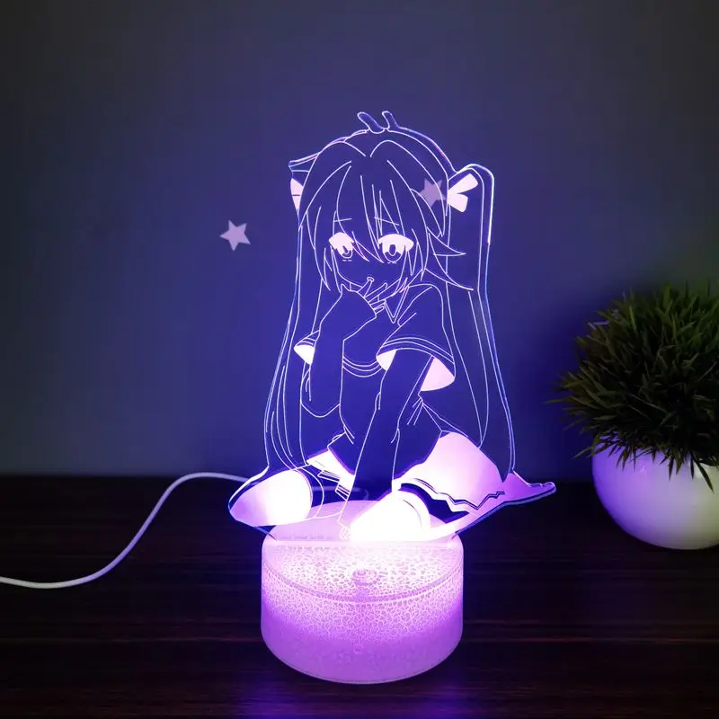 

New Hatsune Miku cute peripheral ornaments room decoration 3D night light Kawaii Miku anime bedside night atmosphere light gift