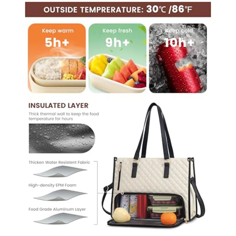 

-A14E Tote Bag For Women With Lunch Compartment For Business Work Collage Office Casual