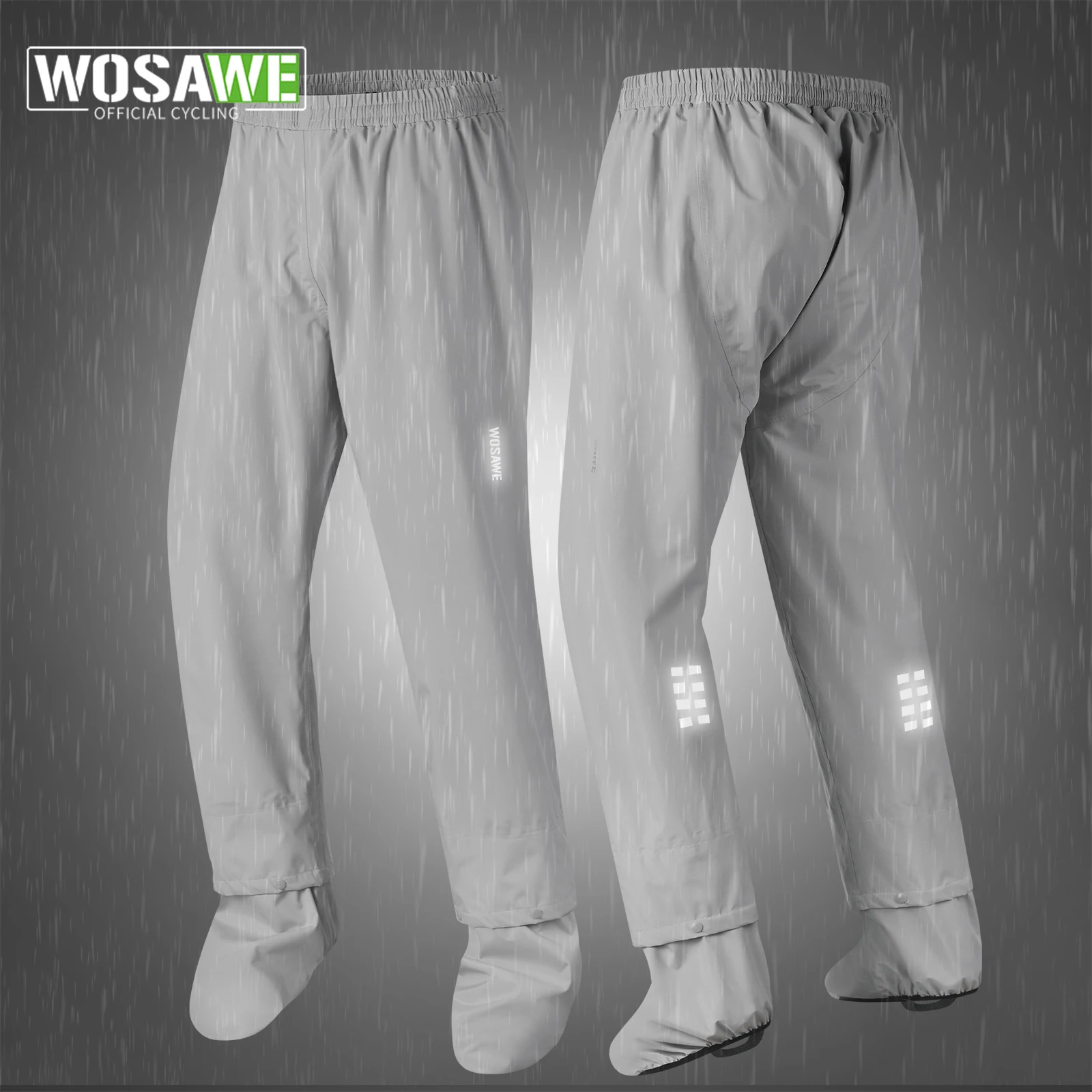 

WOSAWE Rain Pants Motorcycle Waterproof Pants Rainproof Hiking Climbing Camping Cycling Mountain Rain Trousers with Shoe Covers
