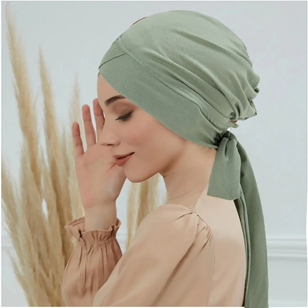 Single Cross Long Tail Cap for Women Hide Hair Women's Pullover Hat Hijab with Baseball Cap Inner Hijab Islamic Clothing New