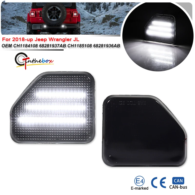 Para Jeep Wrangler JL conjunto de luz reflectora de parachoques trasero Sahara Rubicon MOAB embellecedores solo, función como luz de marcha atrás de respaldo 18-24