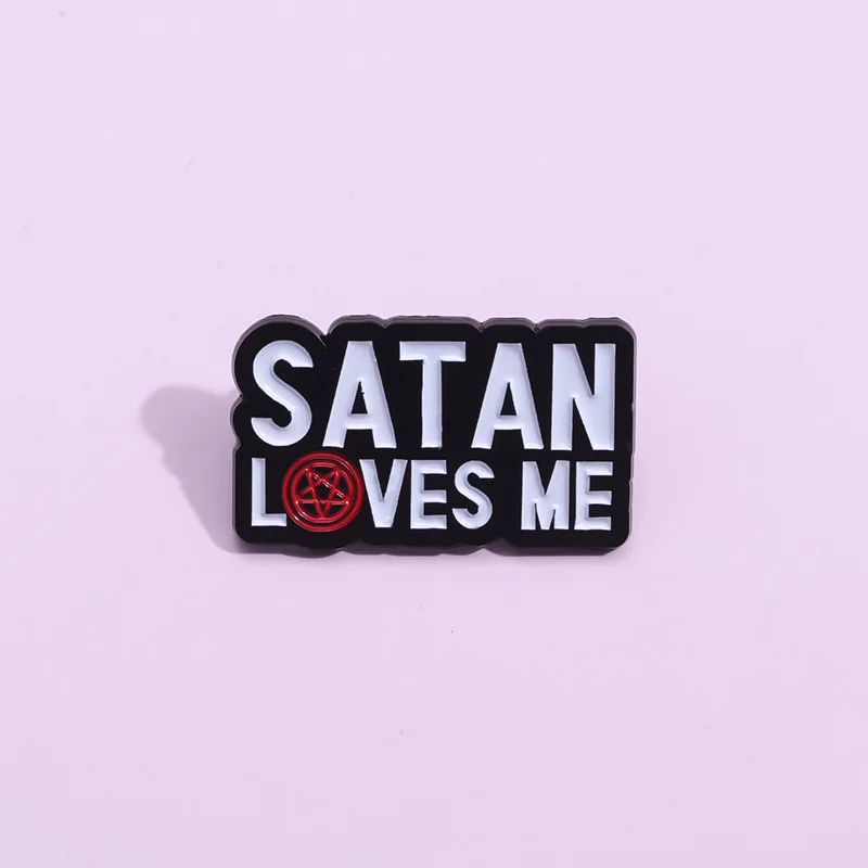 Satam Loves Me Enamel Pin Wiccan Satanic Gothic Pagan Witchcraft Druid Brooch Hat Lapel Badge Jewelry Gift For Friends Wholesale