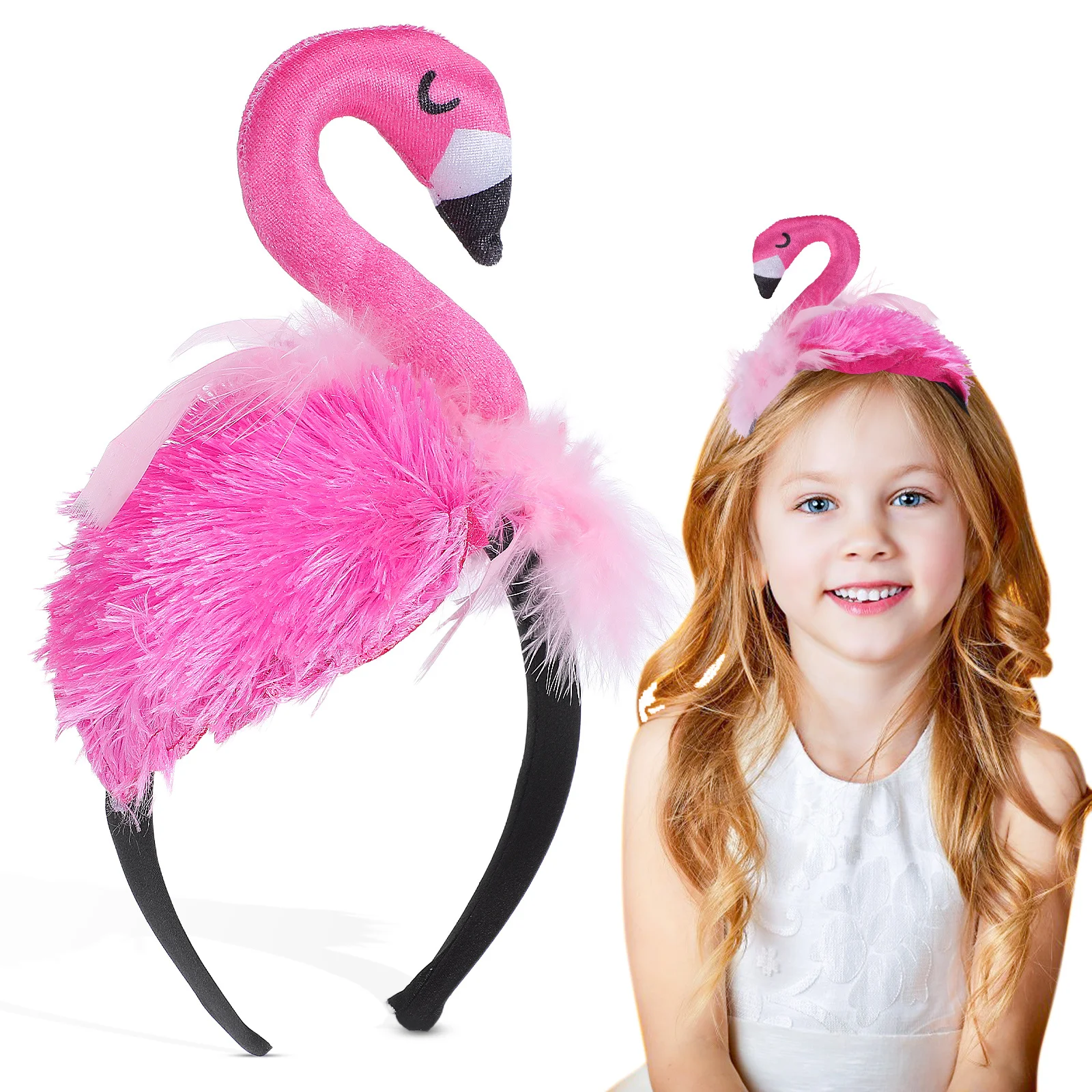 

Holiday Flamingo Headband Hawaii Tropical Hair Hoop for Women Party Costume Headdress Cute Flame Hairband Festival Accessory