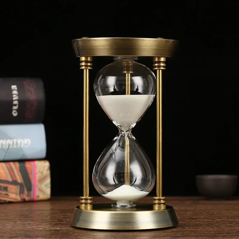 Sand Clock Timer 1 Hour Vintage Hourglass Sand Timer Metal Modern Home Decoration Large Hourglass Creative Bedroom Accessories