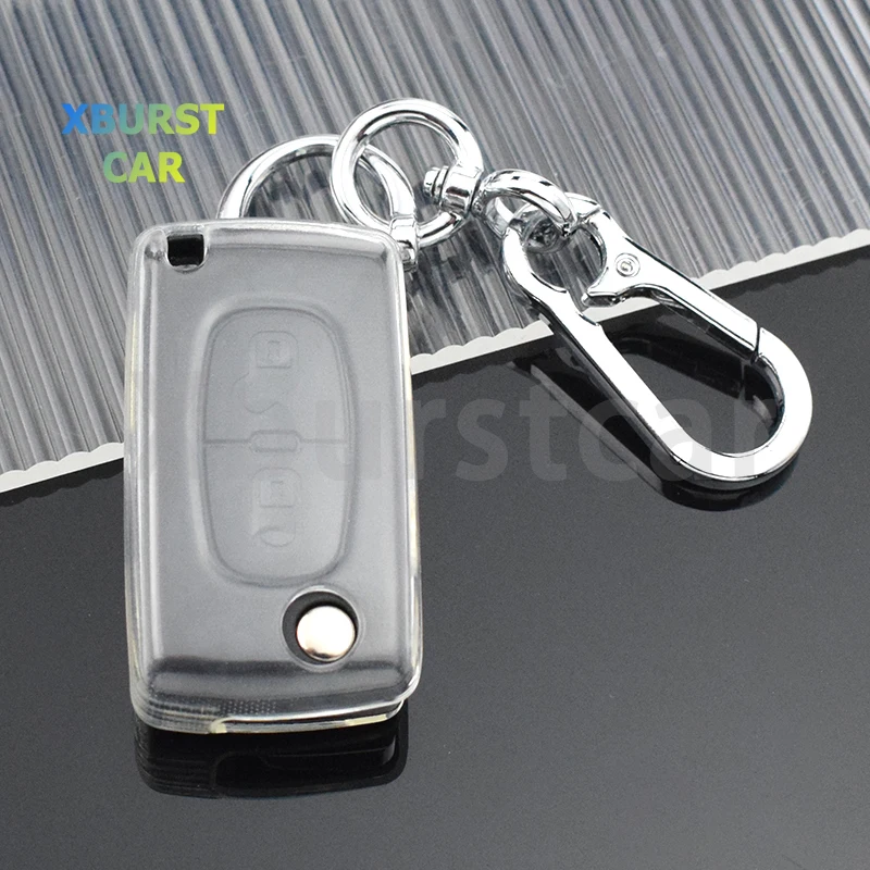 

Transparent TPU Car Remote Key Case Cover For Peugeot 107 207 307 308 407 607 206 4007 3008 5008 For Citroen C2 C3 C4 C5 C6 C8